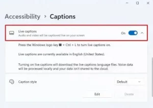 Disable Windows 11 Live Caption Popup When Locking Your PC